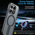 For Xiaomi 17 Magnetic Case Kickstand Grid Texture TPU PC Phone Back Cover