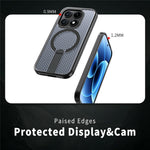 For Xiaomi 17 Magnetic Case Kickstand Grid Texture TPU PC Phone Back Cover