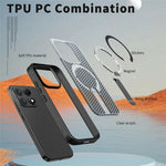 For Xiaomi 17 Magnetic Case Kickstand Grid Texture TPU PC Phone Back Cover