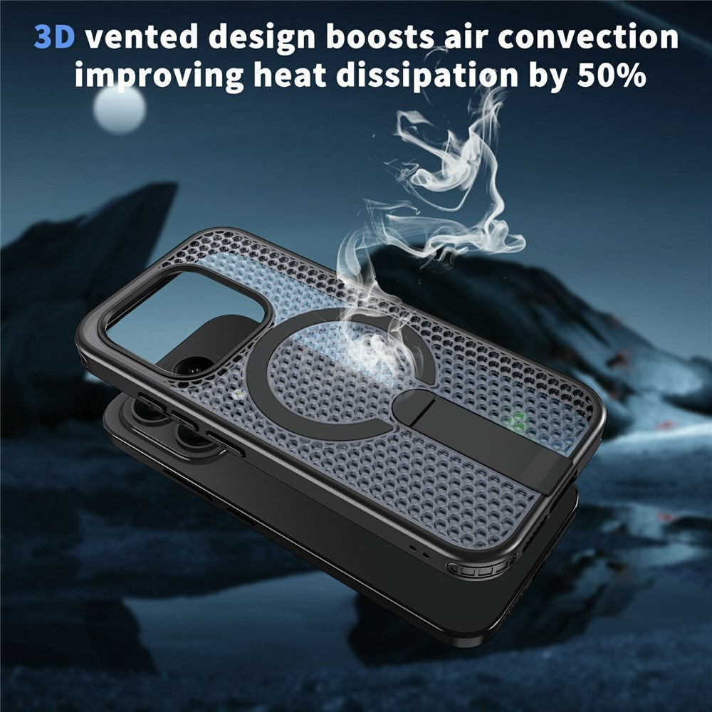 For Xiaomi 17 Magnetic Case Kickstand Grid Texture TPU PC Phone Back Cover