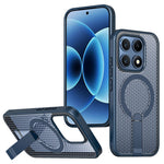 For Xiaomi 17 Magnetic Case Kickstand Grid Texture TPU PC Phone Back Cover