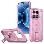 For Xiaomi 17 Magnetic Case Kickstand Grid Texture TPU PC Phone Back Cover