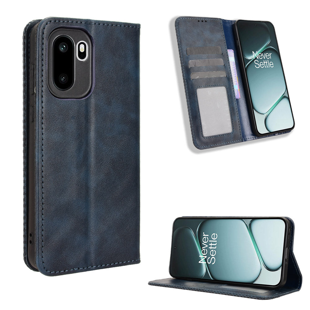 For OnePlus Ace 6 5G / 6T 5G / 15R 5G Leather Case Wallet Stand Retro Texture Phone Cover