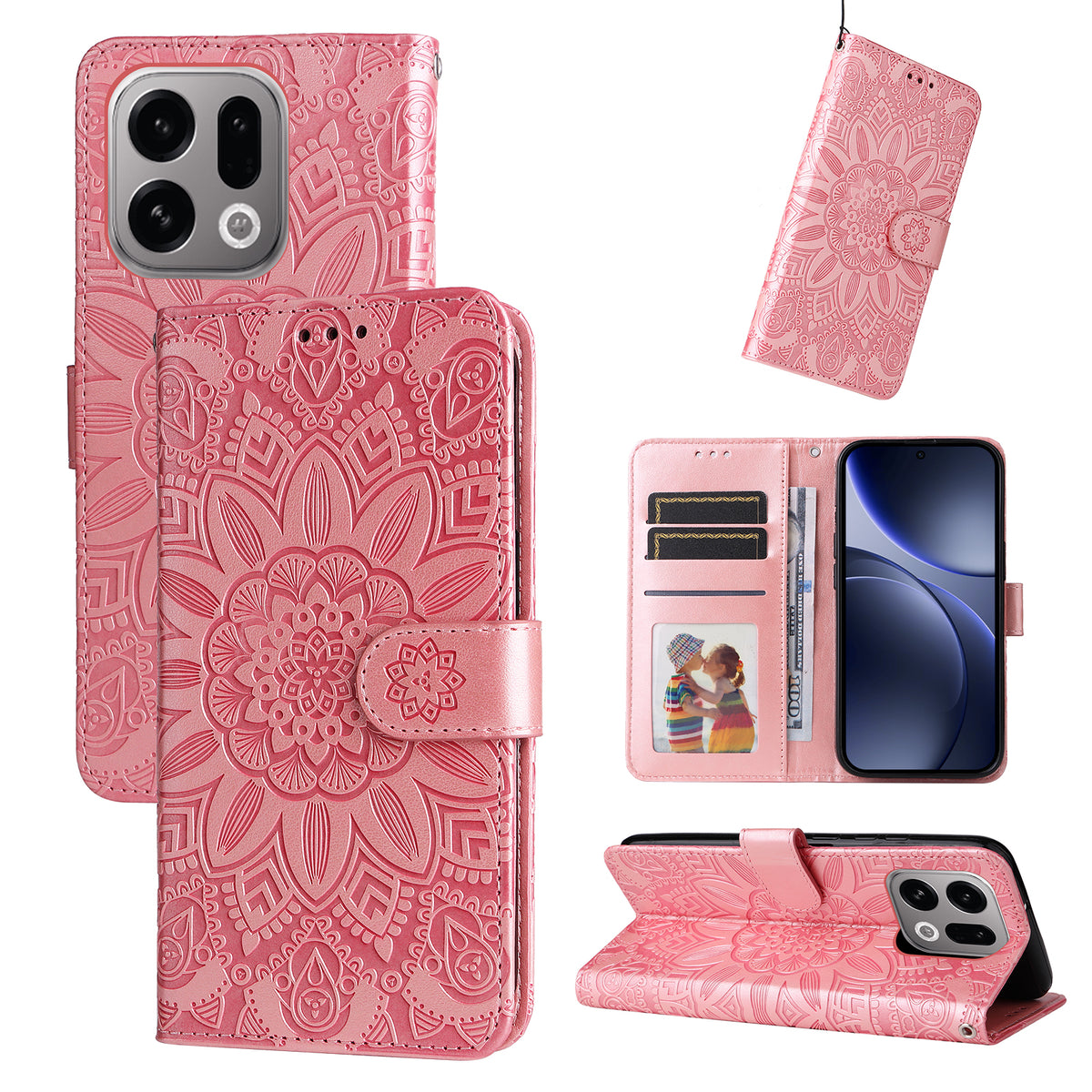 For Oppo Find X9 5G Case Sunflower Imprint Leather Wallet Phone Cover