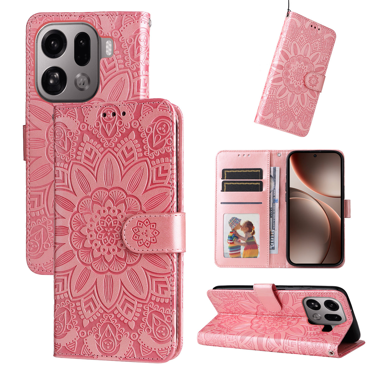 For Oppo Find X9 Pro 5G Case Sunflower Imprint Leather Wallet Phone Cover