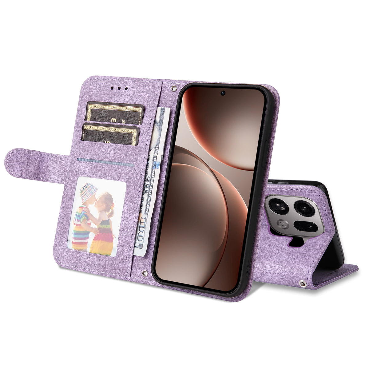For Oppo Find X9 Pro 5G Leather Wallet Cases Skin Touch Phone Cover Stand with Strap