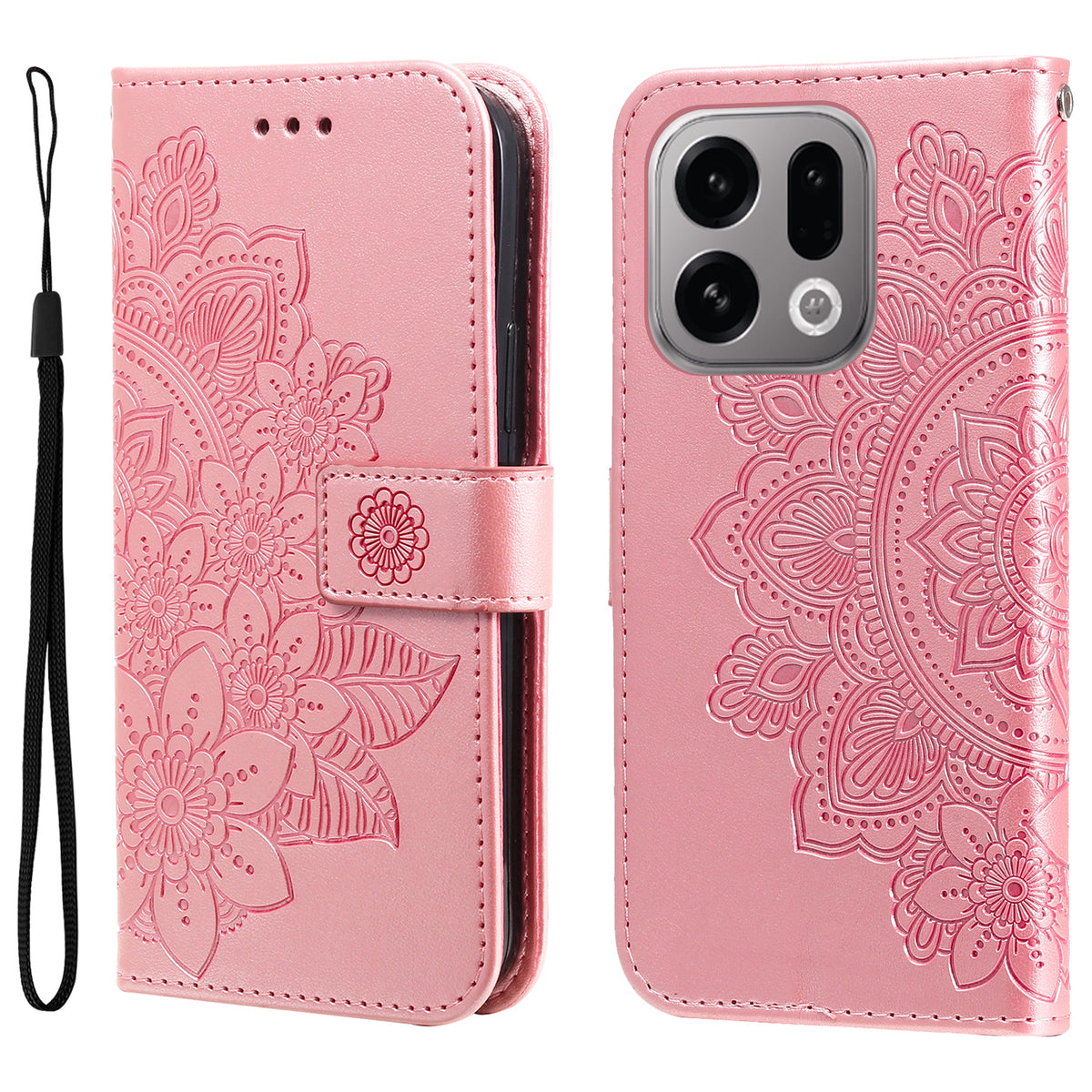 For Oppo Find X9 5G Case Floral Pattern PU Leather Wallet Stand Phone Cover