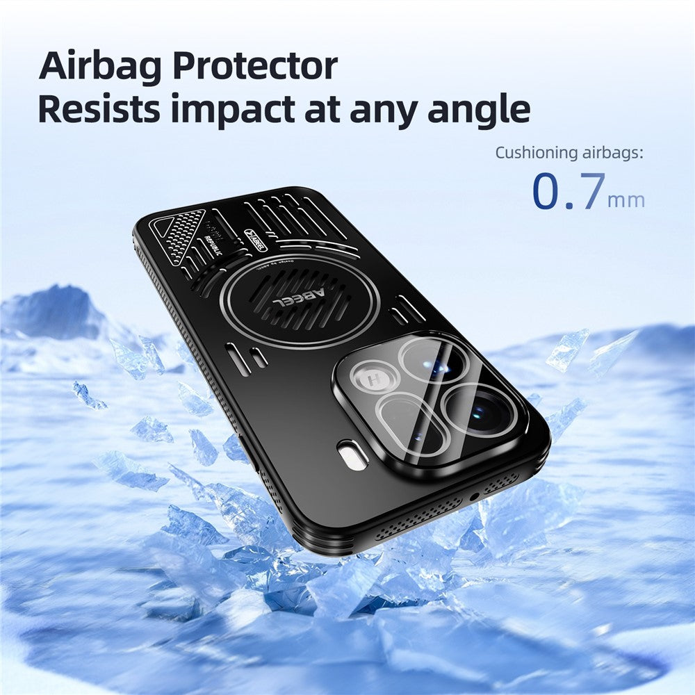 ABEEL Magnetiskt Skal För Oppo Find X9 Pro 5G Aluminiumlegering + PC + TPU Ihåligt Värmeavledande mobilskal