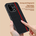 For OnePlus 15 5G Case Leather + PC Hard Phone Cover Carbon Fiber Texture