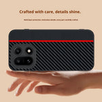 For OnePlus 15 5G Case Leather + PC Hard Phone Cover Carbon Fiber Texture