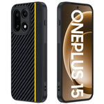For OnePlus 15 5G Case Leather + PC Hard Phone Cover Carbon Fiber Texture