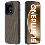 For OnePlus 15 5G Case Leather + PC Hard Phone Cover Carbon Fiber Texture