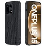 For OnePlus 15 5G Case Leather + PC Hard Phone Cover Carbon Fiber Texture