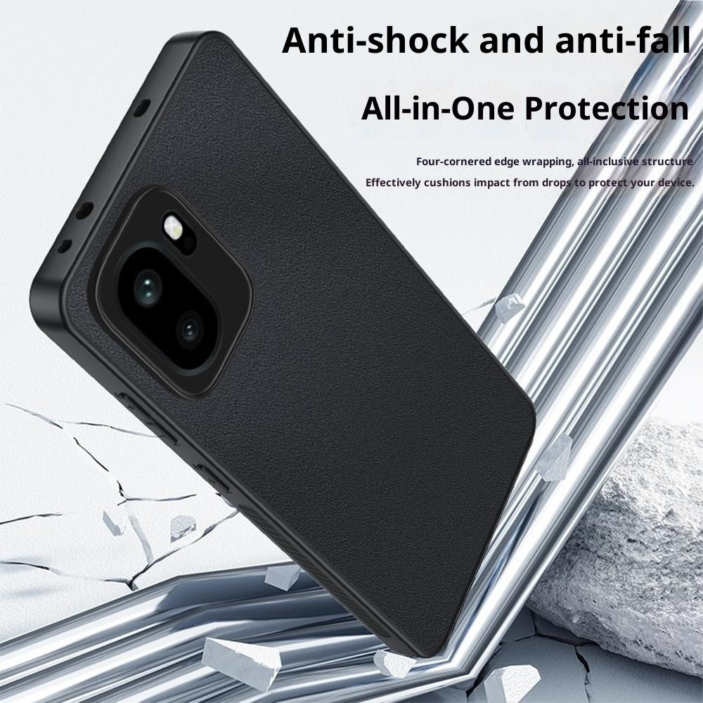 OnePlus 15R 5G / Ace 6T 5G / Ace 6 5G skal PU-läderbelagd PC + TPU fallskyddande mobilskal