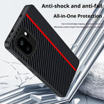 Til OnePlus 15R 5G / Ace 6T 5G / Ace 6 5G etui i læder + pc hårdt telefoncover kulfiber-tekstur