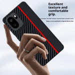 Til OnePlus 15R 5G / Ace 6T 5G / Ace 6 5G etui i læder + pc hårdt telefoncover kulfiber-tekstur