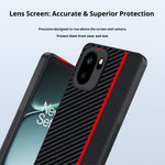 Til OnePlus 15R 5G / Ace 6T 5G / Ace 6 5G etui i læder + pc hårdt telefoncover kulfiber-tekstur
