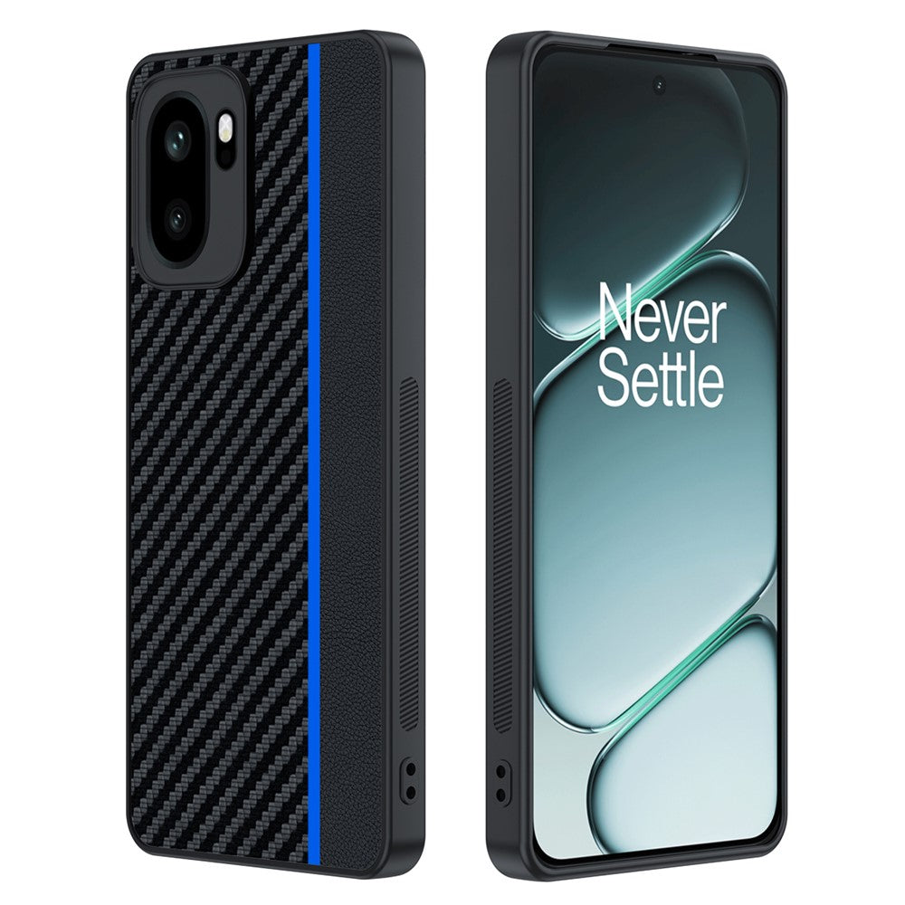 Til OnePlus 15R 5G / Ace 6T 5G / Ace 6 5G etui i læder + pc hårdt telefoncover kulfiber-tekstur