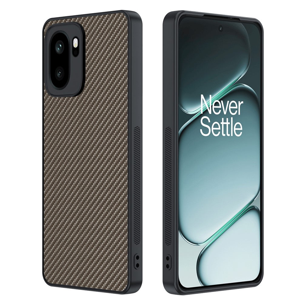 Til OnePlus 15R 5G / Ace 6T 5G / Ace 6 5G etui i læder + pc hårdt telefoncover kulfiber-tekstur