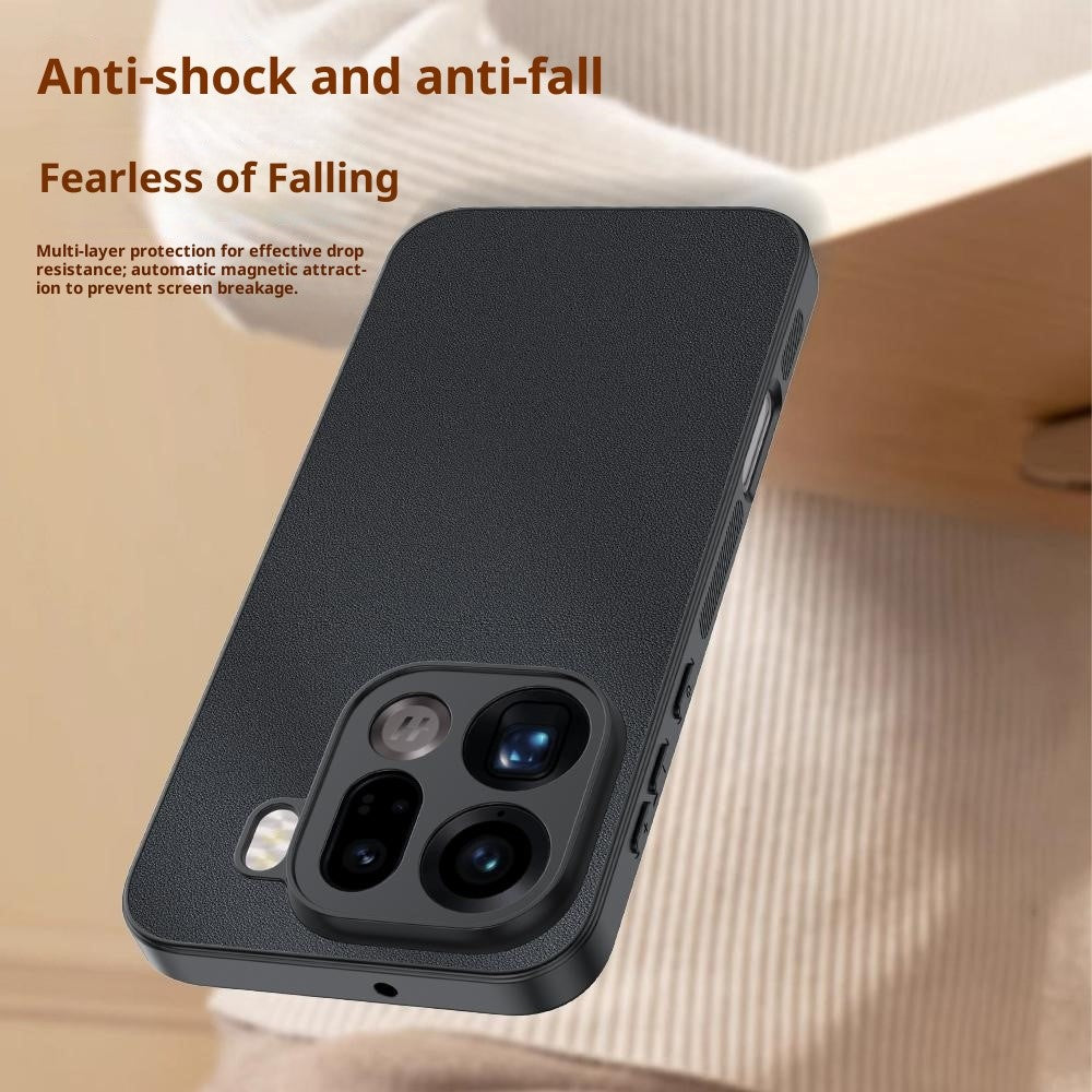 For Oppo Find X9 5G Case PU Leather Coated PC + TPU Anti-Drop Phone Cover