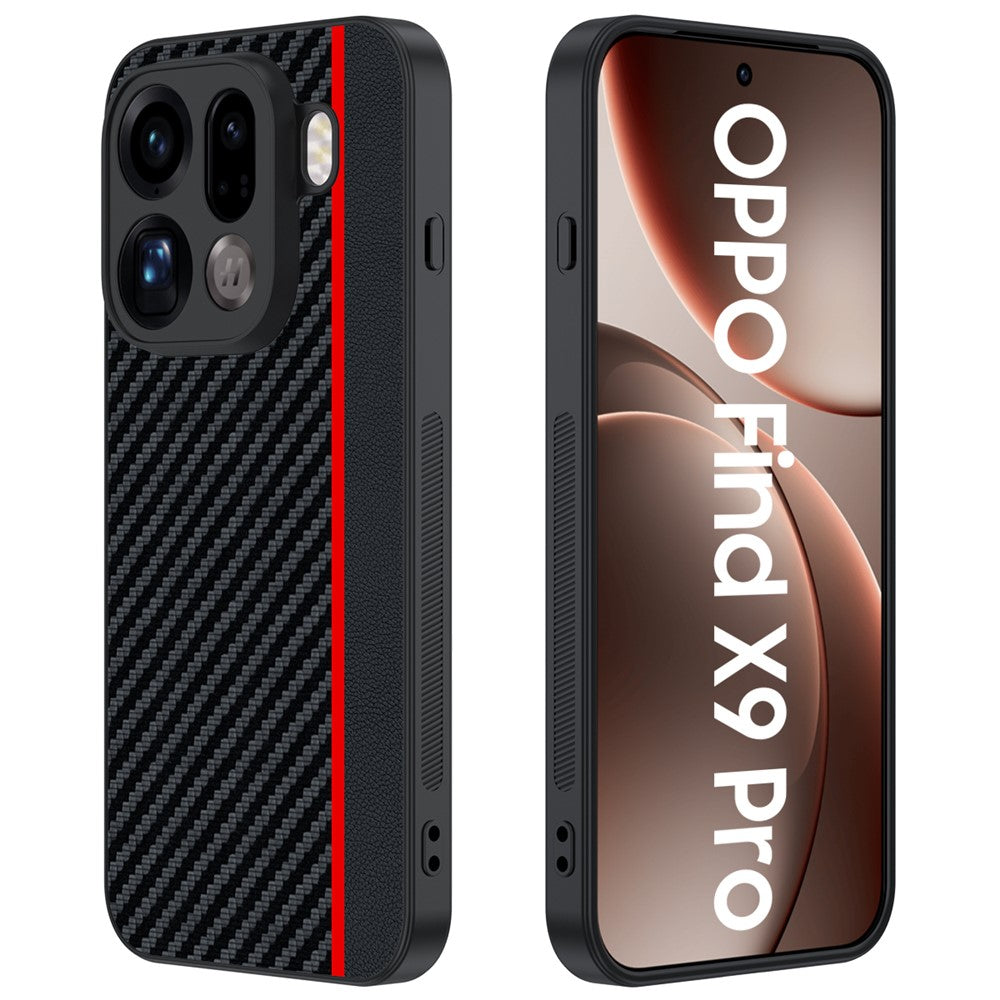 For Oppo Find X9 Pro 5G Case Leather + PC Hard Phone Cover Carbon Fiber Texture