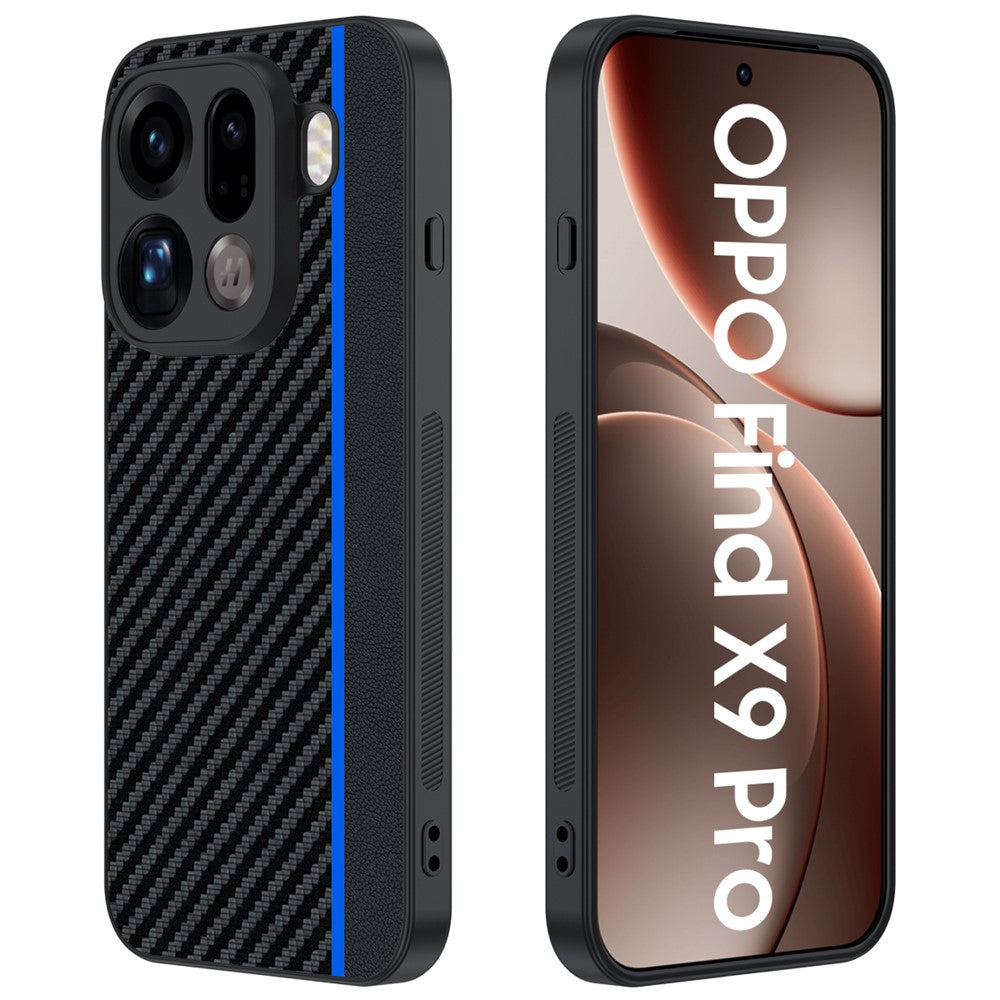 For Oppo Find X9 Pro 5G Case Leather + PC Hard Phone Cover Carbon Fiber Texture