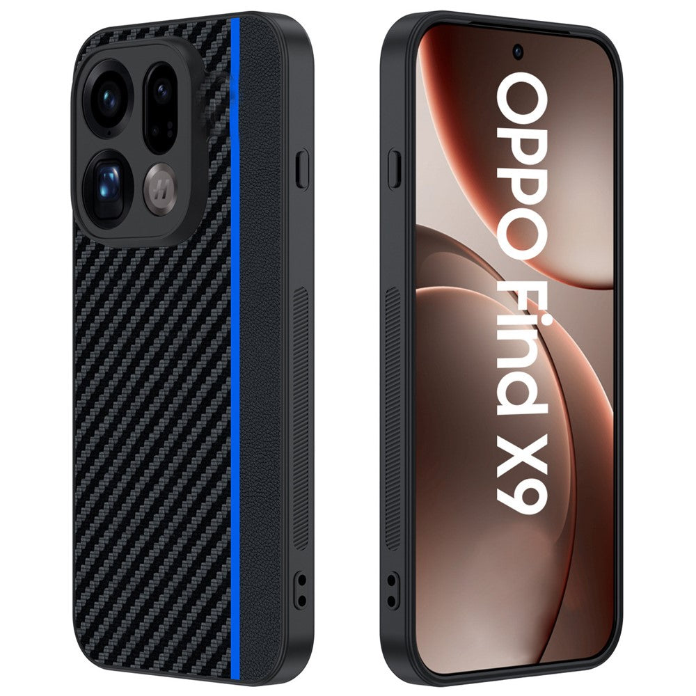 For Oppo Find X9 5G Case Leather + PC Hard Phone Cover Carbon Fiber Texture