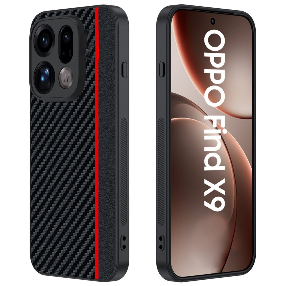 For Oppo Find X9 5G Case Leather + PC Hard Phone Cover Carbon Fiber Texture
