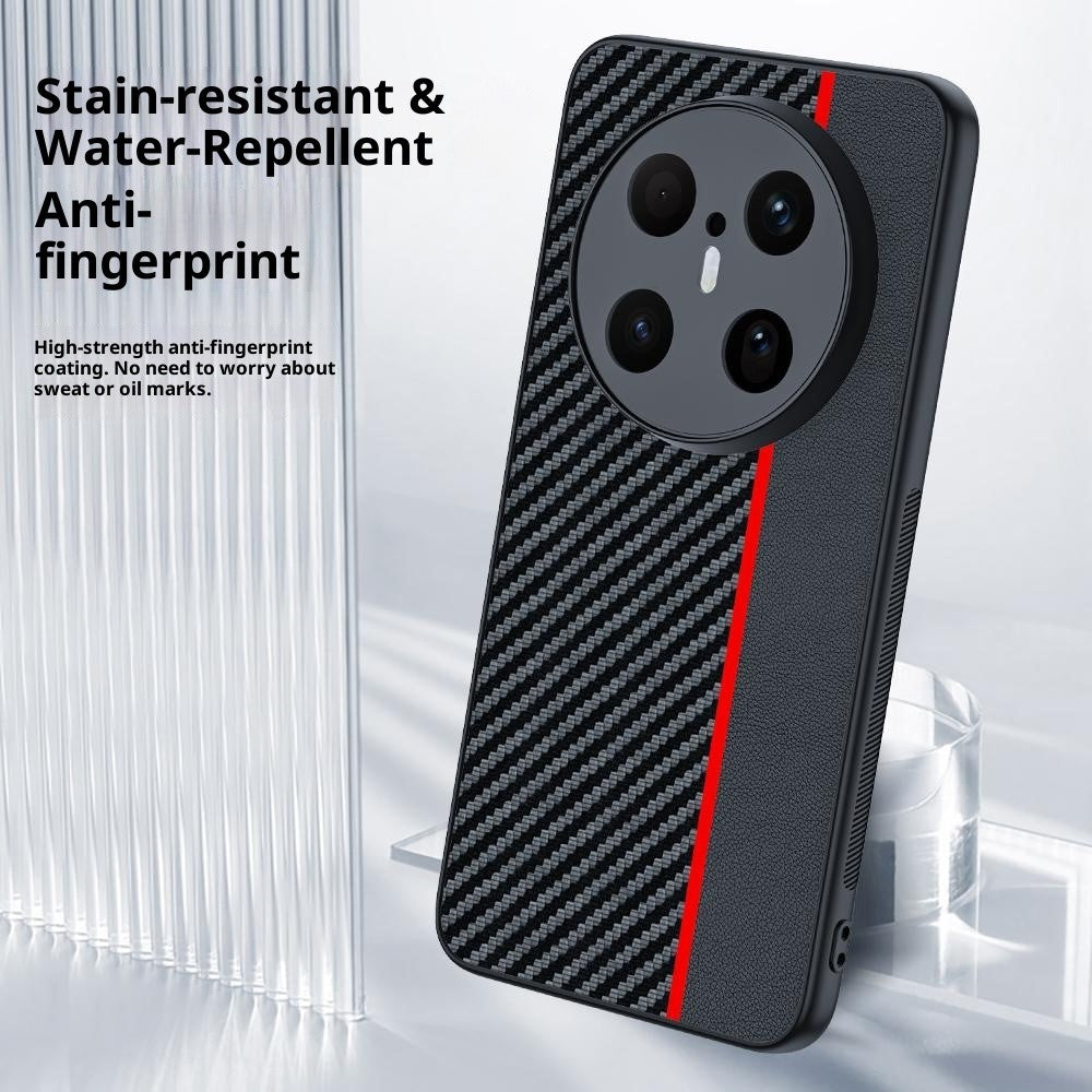 For Huawei Mate 70 Air Case Leather + PC Hard Phone Cover Carbon Fiber Texture