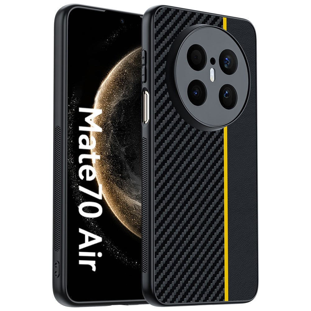 For Huawei Mate 70 Air Case Leather + PC Hard Phone Cover Carbon Fiber Texture