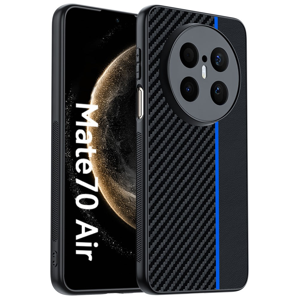 For Huawei Mate 70 Air Case Leather + PC Hard Phone Cover Carbon Fiber Texture