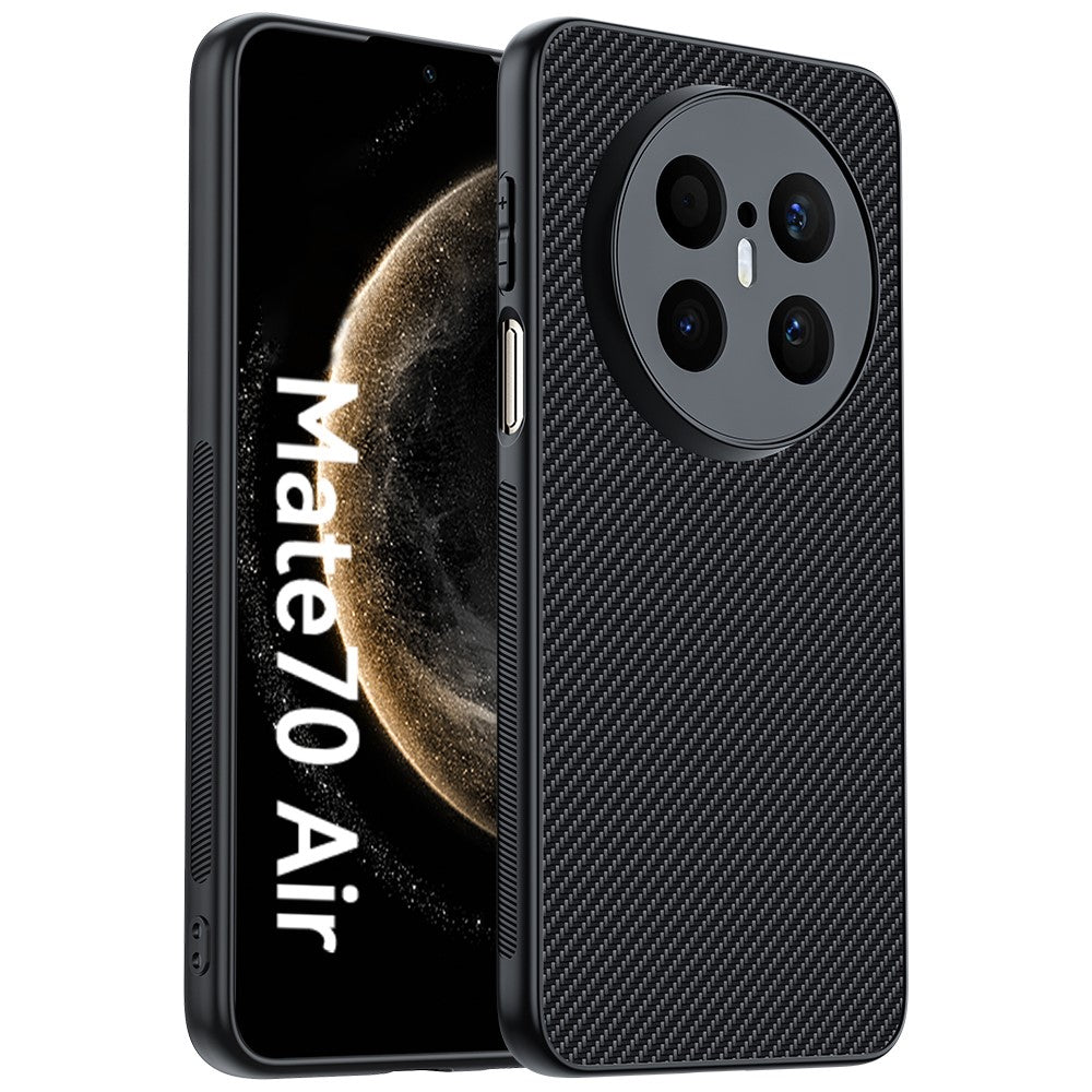 For Huawei Mate 70 Air Case Leather + PC Hard Phone Cover Carbon Fiber Texture