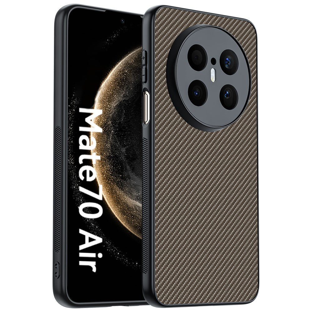 For Huawei Mate 70 Air Case Leather + PC Hard Phone Cover Carbon Fiber Texture