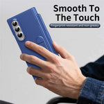 Til Samsung Galaxy Z Fold4 5G cover med støttefod, hardt PC-telefoncover med hærdet glasfilm/stylus/penneholder