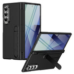 Til Samsung Galaxy Z Fold4 5G cover med støttefod, hardt PC-telefoncover med hærdet glasfilm/stylus/penneholder