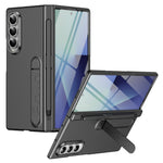 Til Samsung Galaxy Z Fold4 5G cover med støttefod, hardt PC-telefoncover med hærdet glasfilm/stylus/penneholder