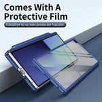 Til Samsung Galaxy Z Fold3 5G Cover Støtteben Hårdt PC Telefoncover med Hærdet Glasfilm / Stylus / Penholder