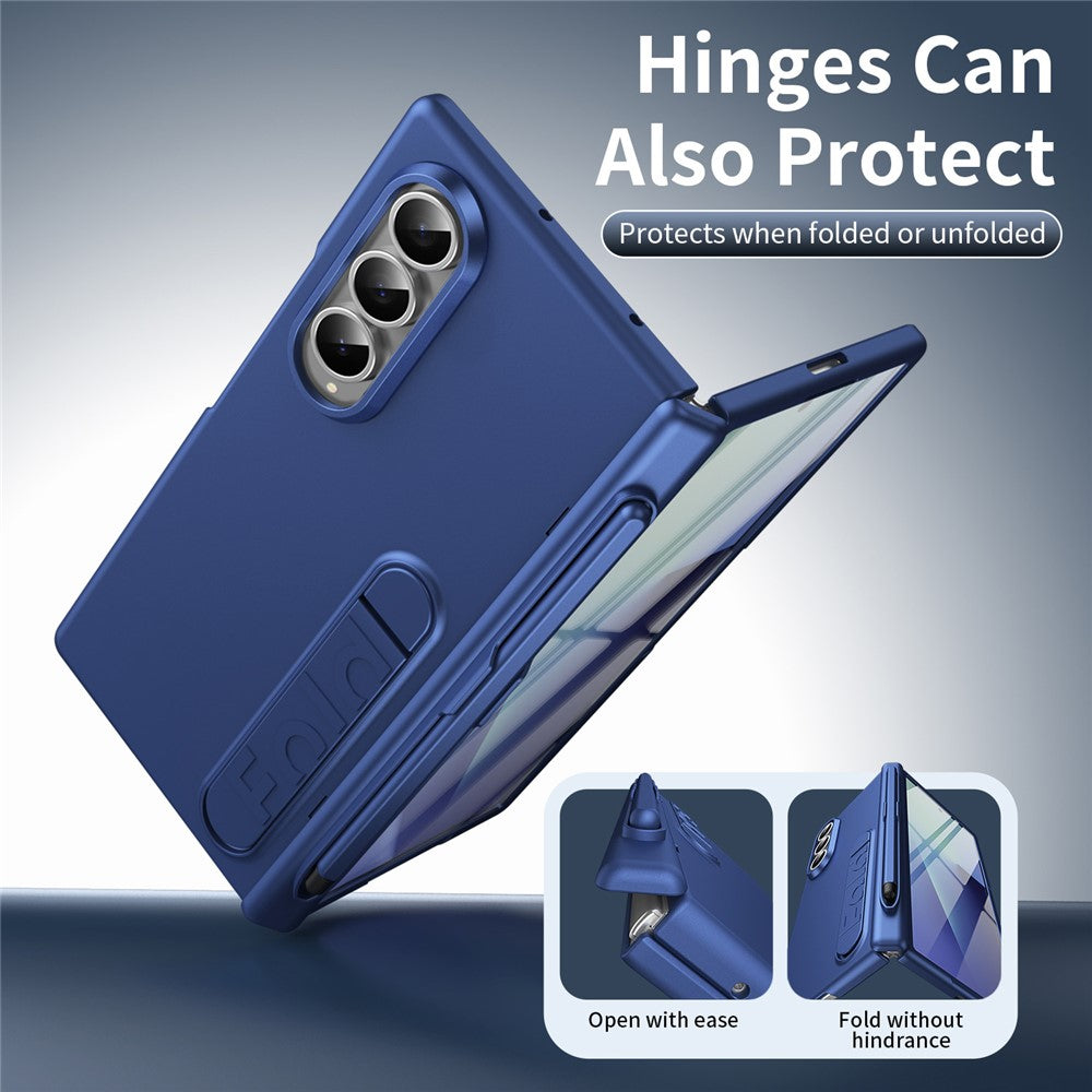 Til Samsung Galaxy Z Fold3 5G Cover Støtteben Hårdt PC Telefoncover med Hærdet Glasfilm / Stylus / Penholder
