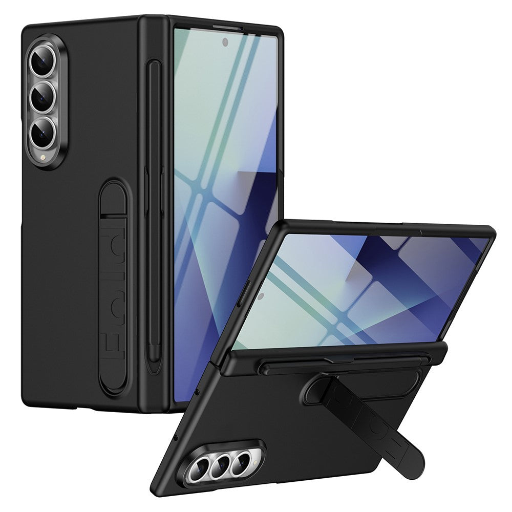 Til Samsung Galaxy Z Fold3 5G Cover Støtteben Hårdt PC Telefoncover med Hærdet Glasfilm / Stylus / Penholder
