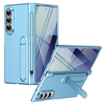 Til Samsung Galaxy Z Fold3 5G Cover Støtteben Hårdt PC Telefoncover med Hærdet Glasfilm / Stylus / Penholder