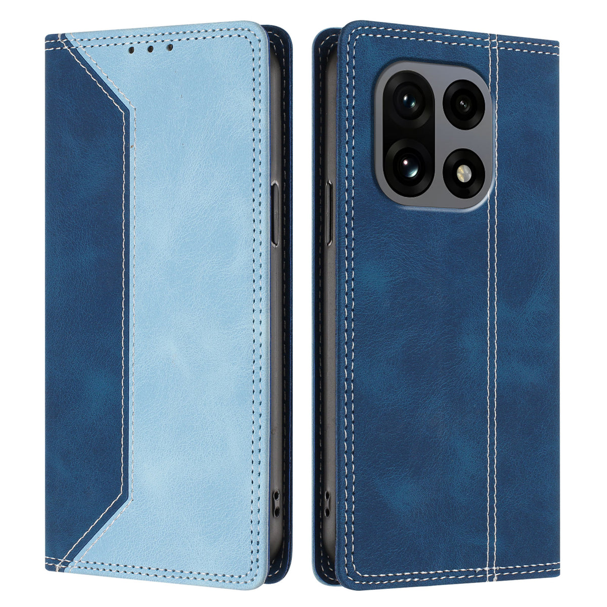 OnePlus 15 5G Läderfodral Skin Touch Färgskarvning RFID-blockerande Plånboksfodral