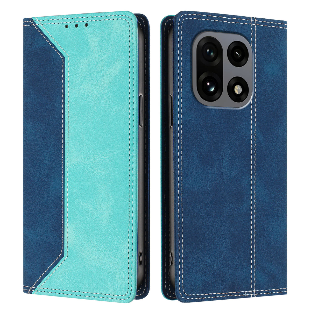 OnePlus 15 5G Läderfodral Skin Touch Färgskarvning RFID-blockerande Plånboksfodral