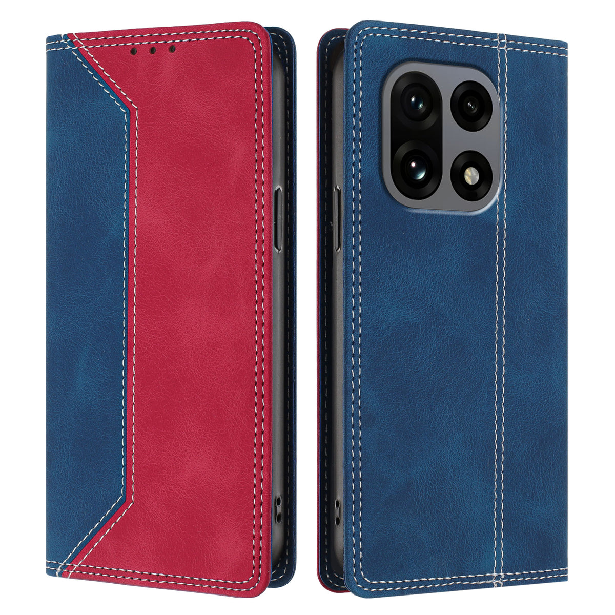 OnePlus 15 5G Läderfodral Skin Touch Färgskarvning RFID-blockerande Plånboksfodral