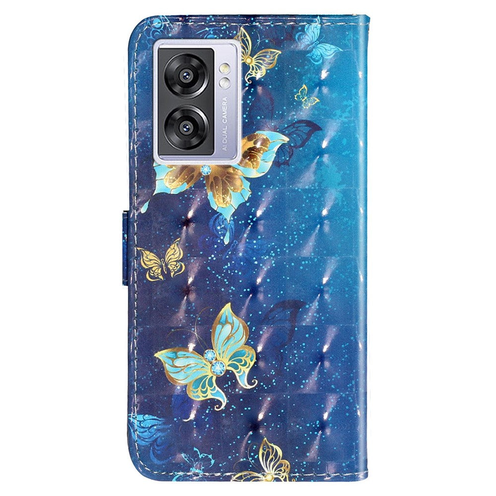 For Oppo A57 (2022) 5G / A57 4G  /  A77 5G /  A57s 4G PU Leather Wallet Phone Case 3D Pattern Printing Shockproof Case Folio Flip Cover with Stand / Strap