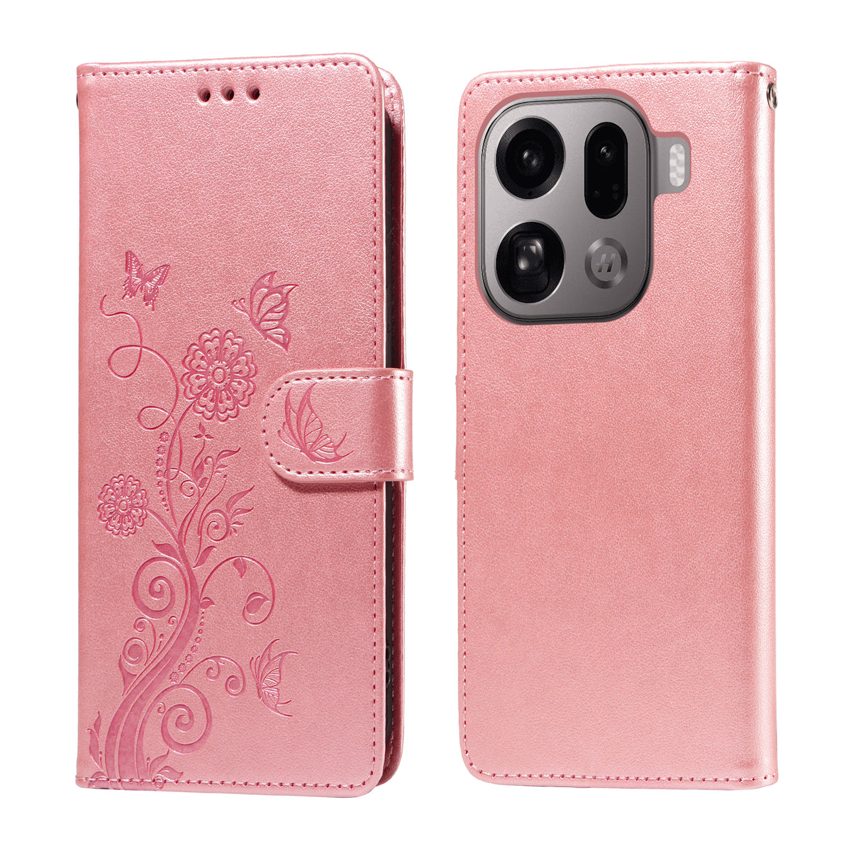 For Oppo Find X9 Pro 5G Leather Case Butterfly Floral Imprint Wallet Stand Cover