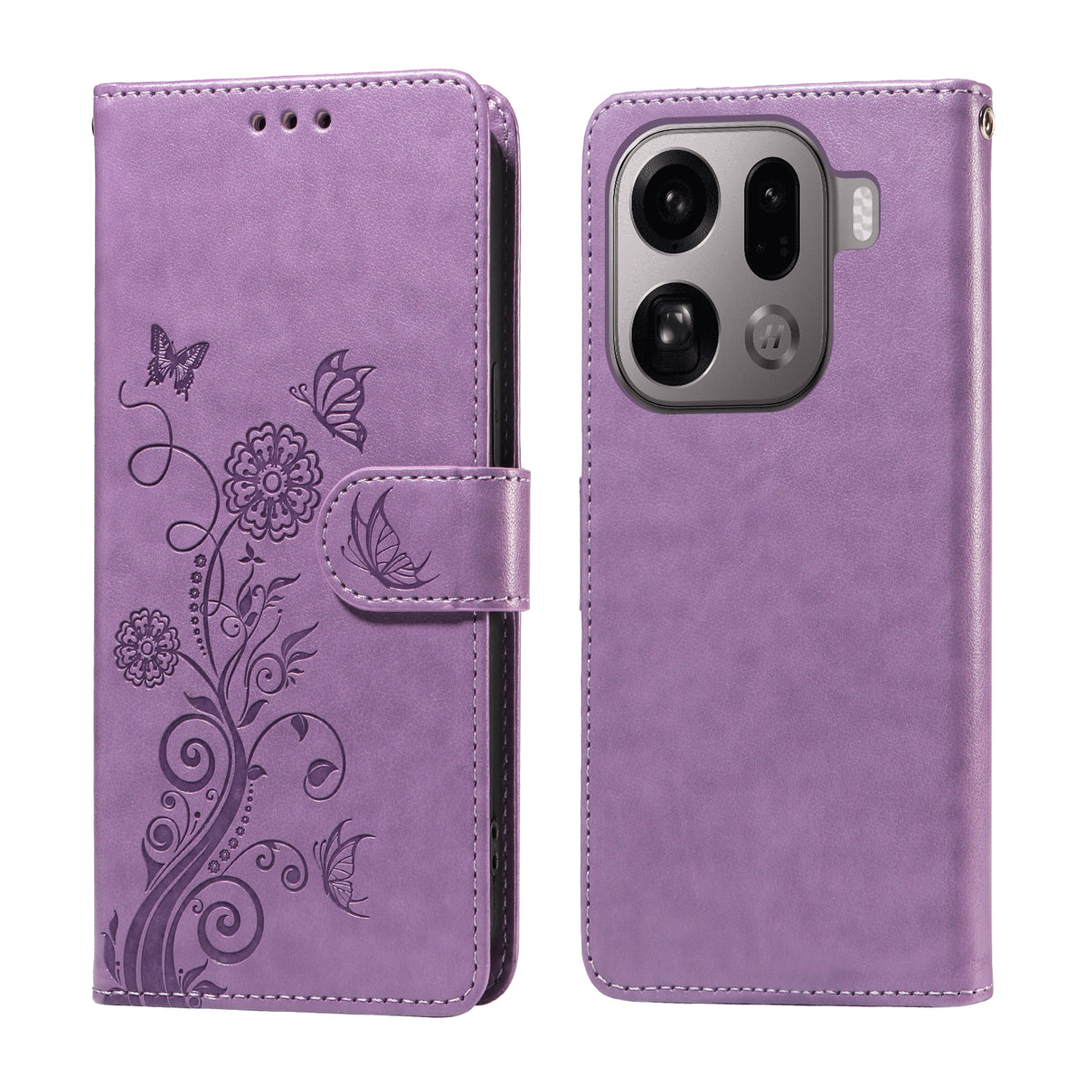 For Oppo Find X9 Pro 5G Leather Case Butterfly Floral Imprint Wallet Stand Cover