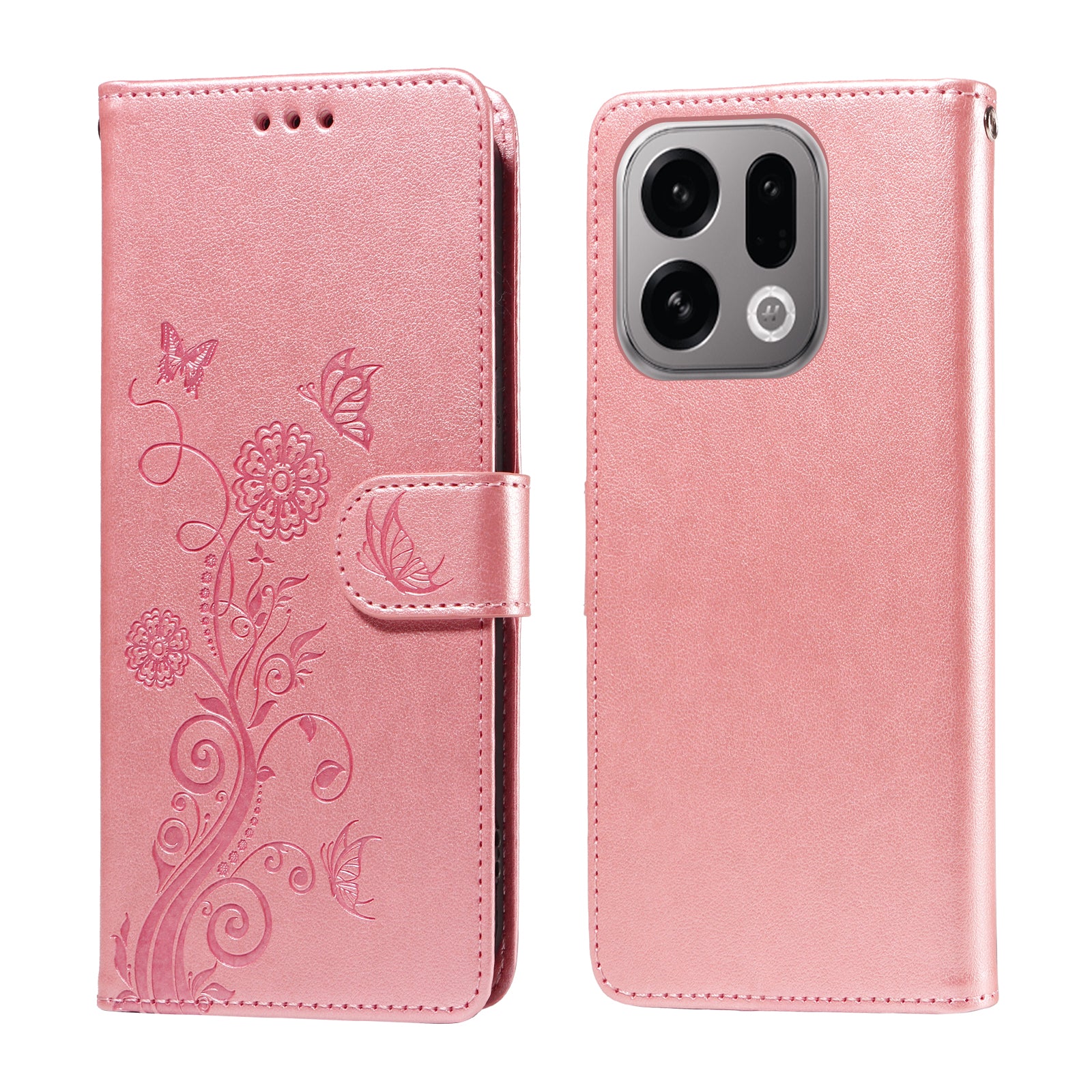 Oppo Find X9 5G Läderfodral Fjärils Blommigt Tryck Plånboksfodral