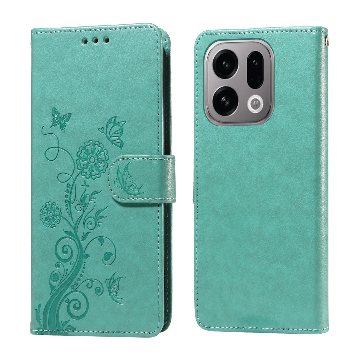 For Oppo Find X9 5G Leather Case Butterfly Floral Imprint Wallet Stand Cover