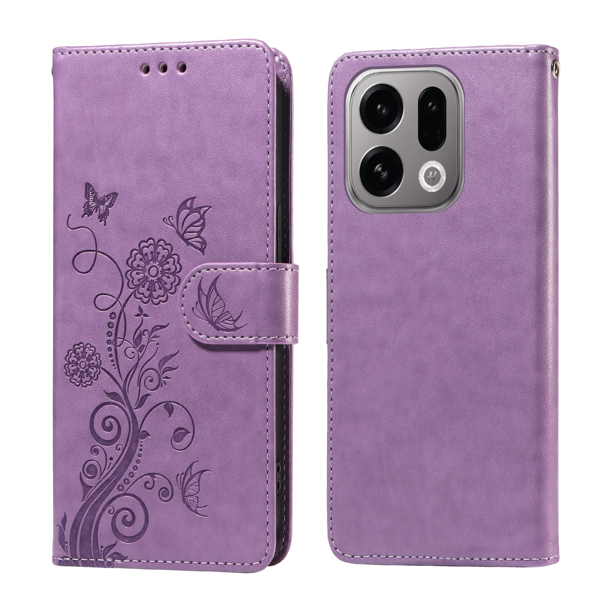 For Oppo Find X9 5G Leather Case Butterfly Floral Imprint Wallet Stand Cover