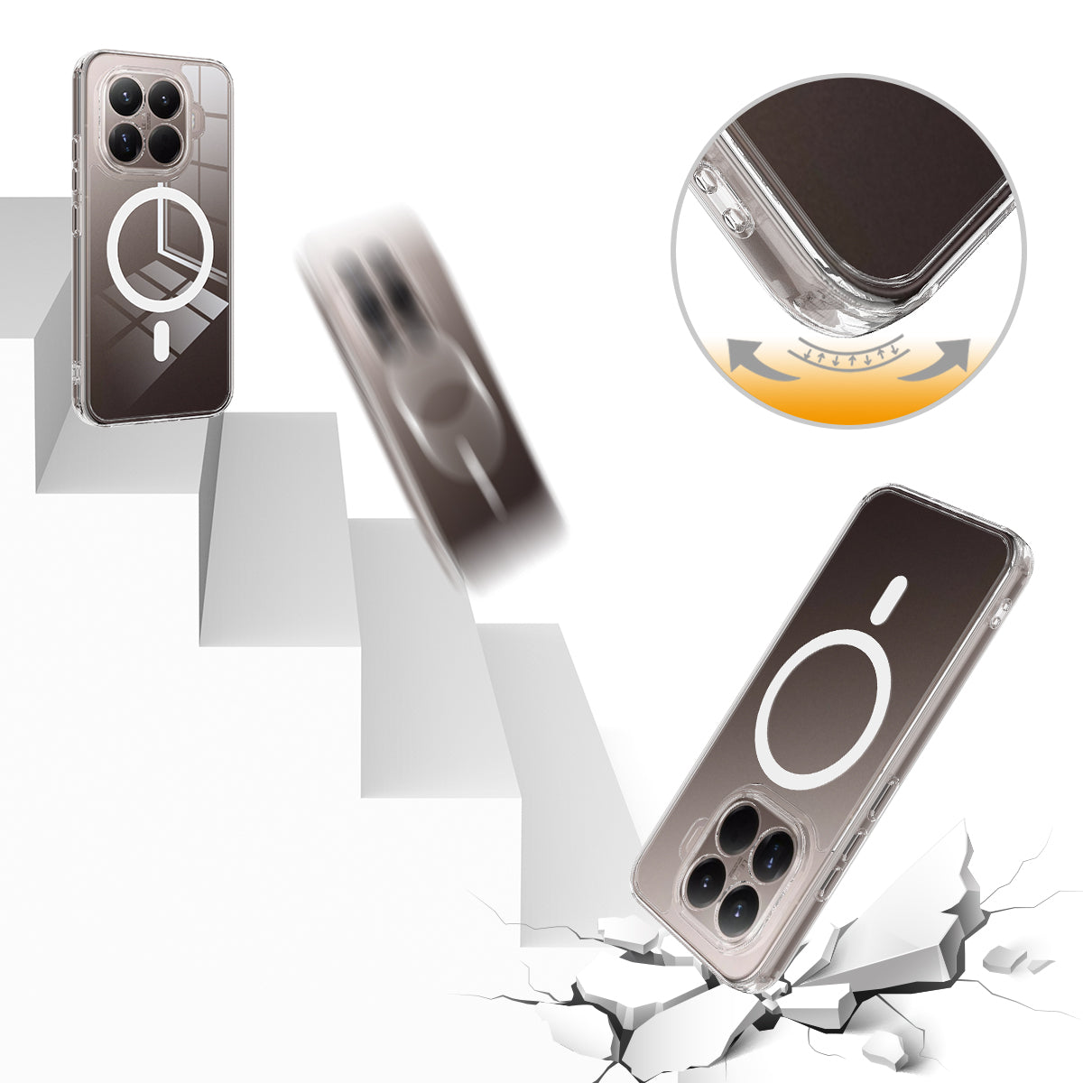 For Xiaomi 15T Pro Clear Phone Magnetic Case TPU+Acrylic Back Cover